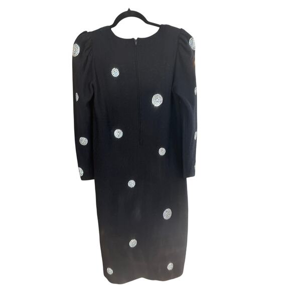 Vintage Adolfo Black Knit with Dress Size M Designer Couture with Rhinestones - Picture 10 of 13